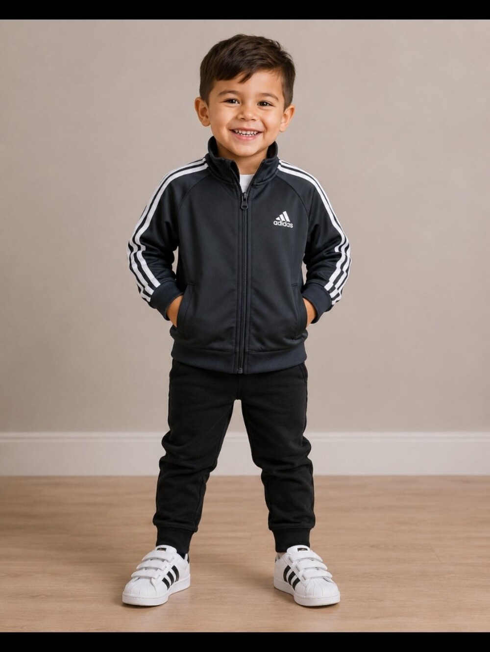 ADIDAS Zip Up Track Jacket Embroidered 3 Stripe 4T